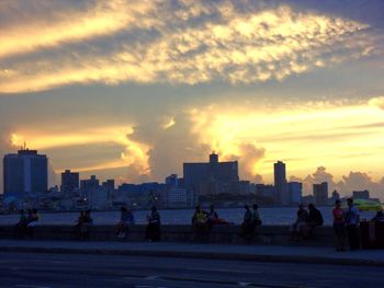 View of city at sunset