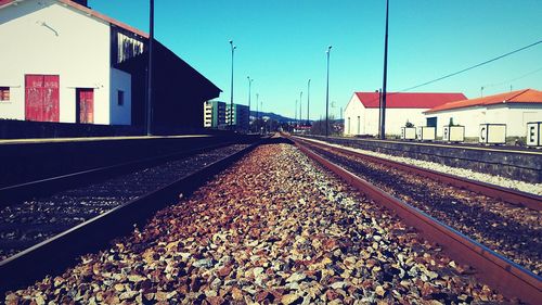 Railroad tracks on railroad track