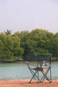 Scenic view of lake against clear sky