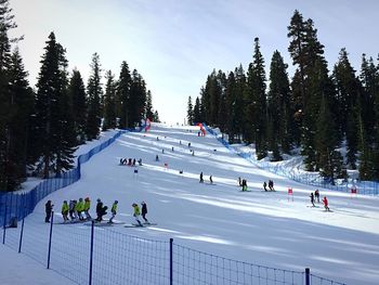 People skiing on mountain