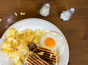 High angle view of breakfast