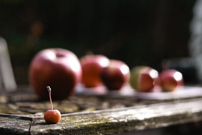 Close-up of apples on table