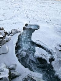 Close-up of frozen water