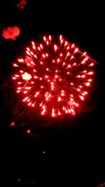 Low angle view of firework display at night