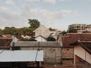 High angle view of buildings in city