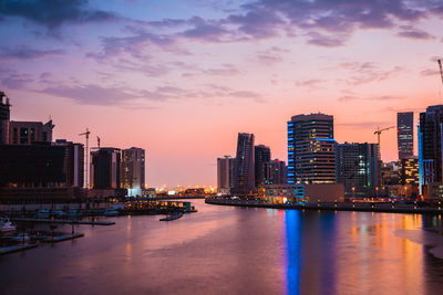 City lit up at night