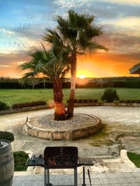 Scenic view of landscape at sunset