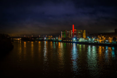 Illuminated city at night