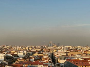 High angle view of townscape against sky