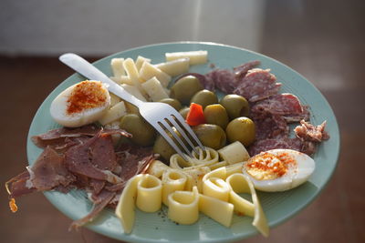 Close-up of breakfast in plate