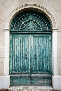 Closed door of old building