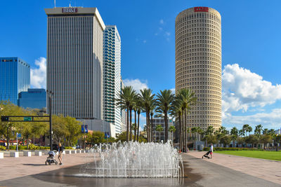 Panoramic view of city buildings against sky