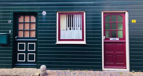 Closed door of building