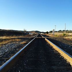 Surface level of railway tracks along landscape