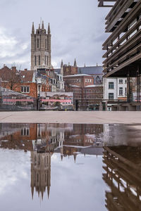 Reflection of buildings in water