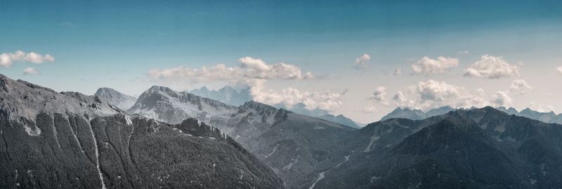 Panoramic view of majestic mountains against sky