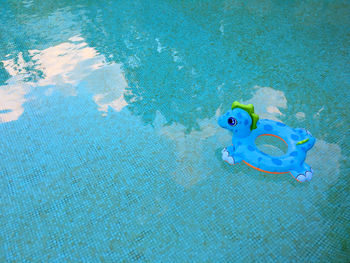 High angle view of inflatable toy in swimming pool