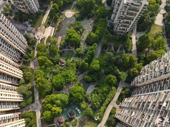 High angle view of buildings in city