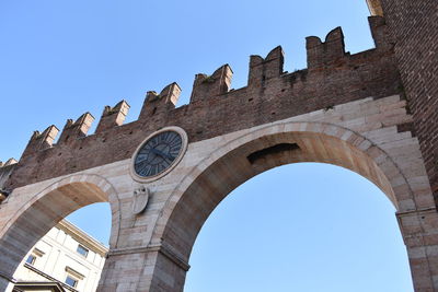 Low angle view of historical building against blue sky