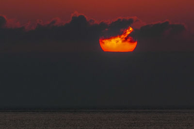 Scenic view of sea against sky at sunset