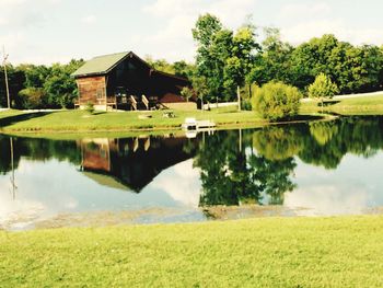 Scenic view of lake against sky