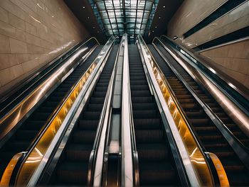 High angle view of escalator