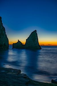 Scenic view of sea against sky at sunset