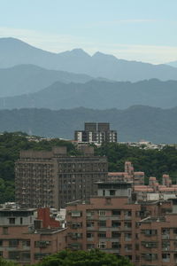 High angle view of buildings in city