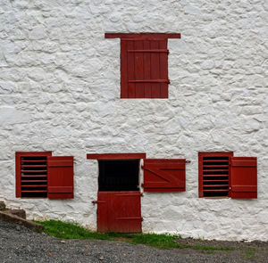 Red door of building