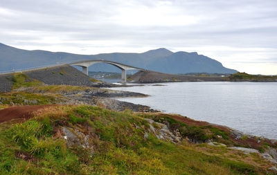 Atlantic oceanic road bridge on a cloudy day