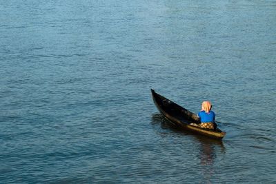 Boat sailing in sea