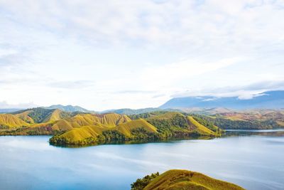 Scenic view of lake against sky