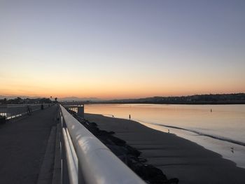 Scenic view of river against clear sky during sunset