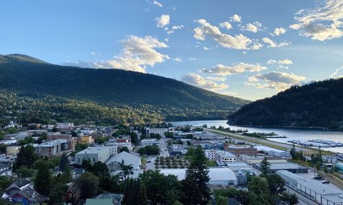 High angle view of townscape against sky