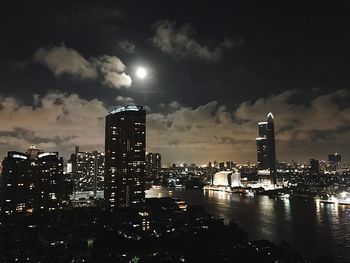 Illuminated cityscape at night