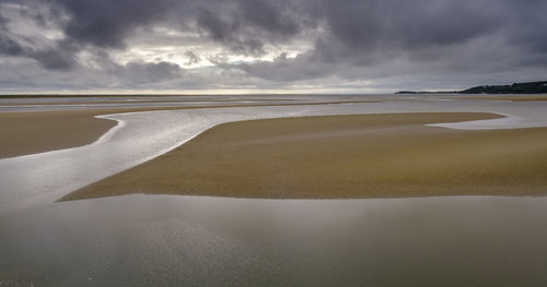 Seascape views of broody skies from portmerion in north wales, uk