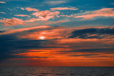 Dramatic sky over sea during sunset