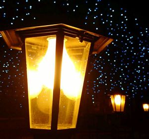 Low angle view of illuminated lantern