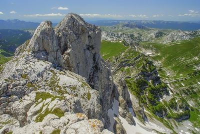 Panoramic view of rocky mountains against sky