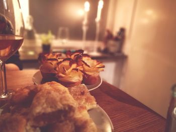 Close-up of food in plate on table