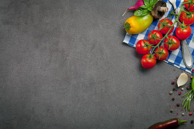 High angle view of fruits on table