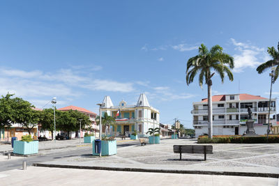 View of the town hall of le moule and main square in guadeloupe
