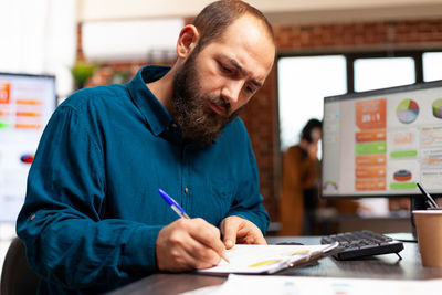 Businessman working at office