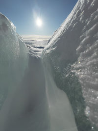 Scenic view of sea against sky during winter