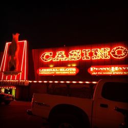 Information sign at night