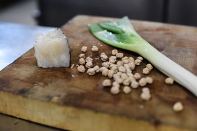 Close-up of bread on cutting board