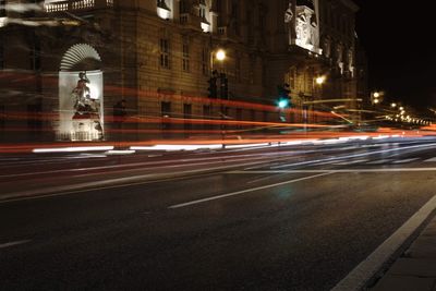 Light trails on city street at night