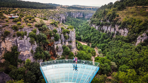 The glass terrace seen from the drone in safranbolu turkey