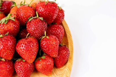 High angle view of strawberries