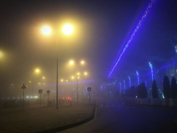 Illuminated street light at night